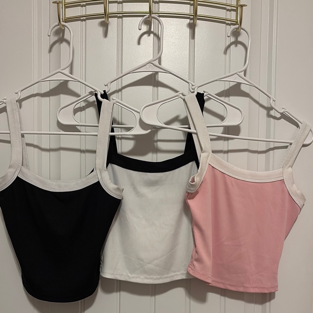 SHEIN Black, White, and Pink Camisole Trio